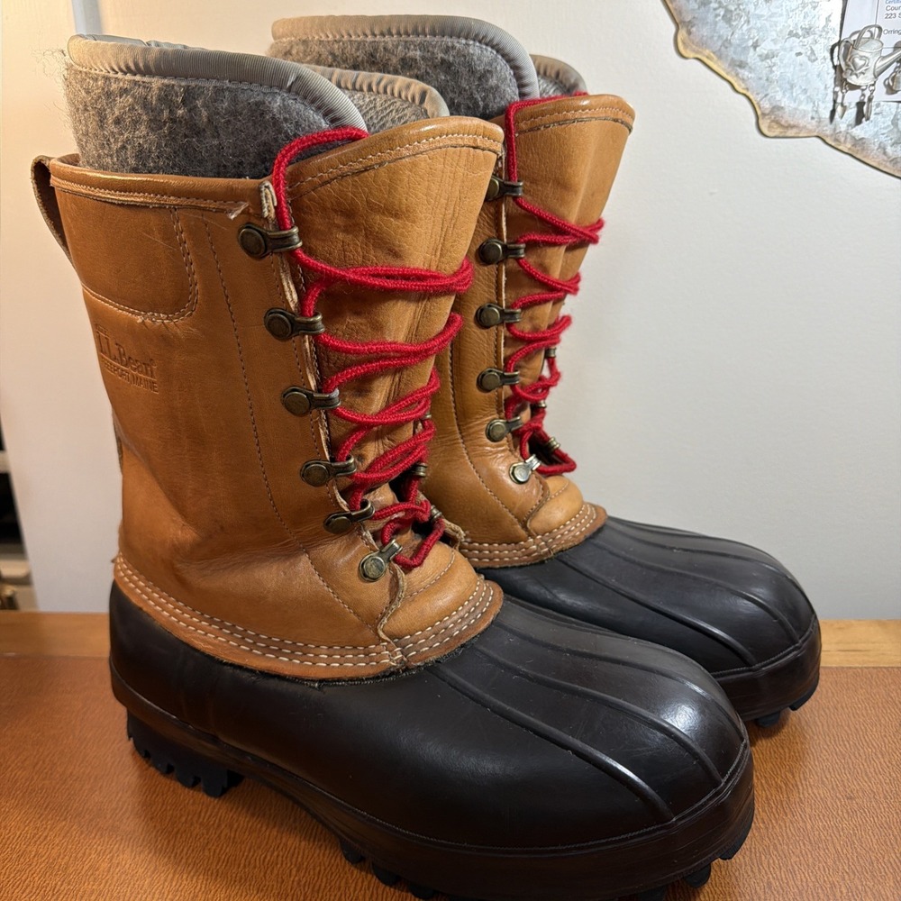 Vtg Men's Iconic LL Bean Insulated Maine Hunting Shoe Lace Duck Boots Size 8